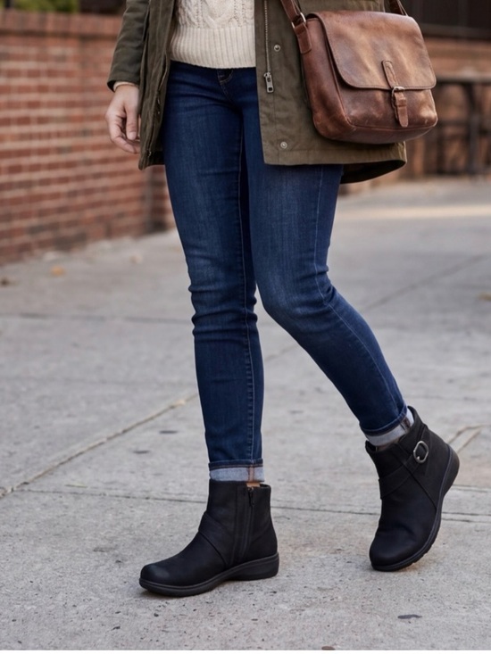 Clarks Shoes - Clarks Collection Water Repellent Leather Boots -Carleigh Angie 6.5M Black